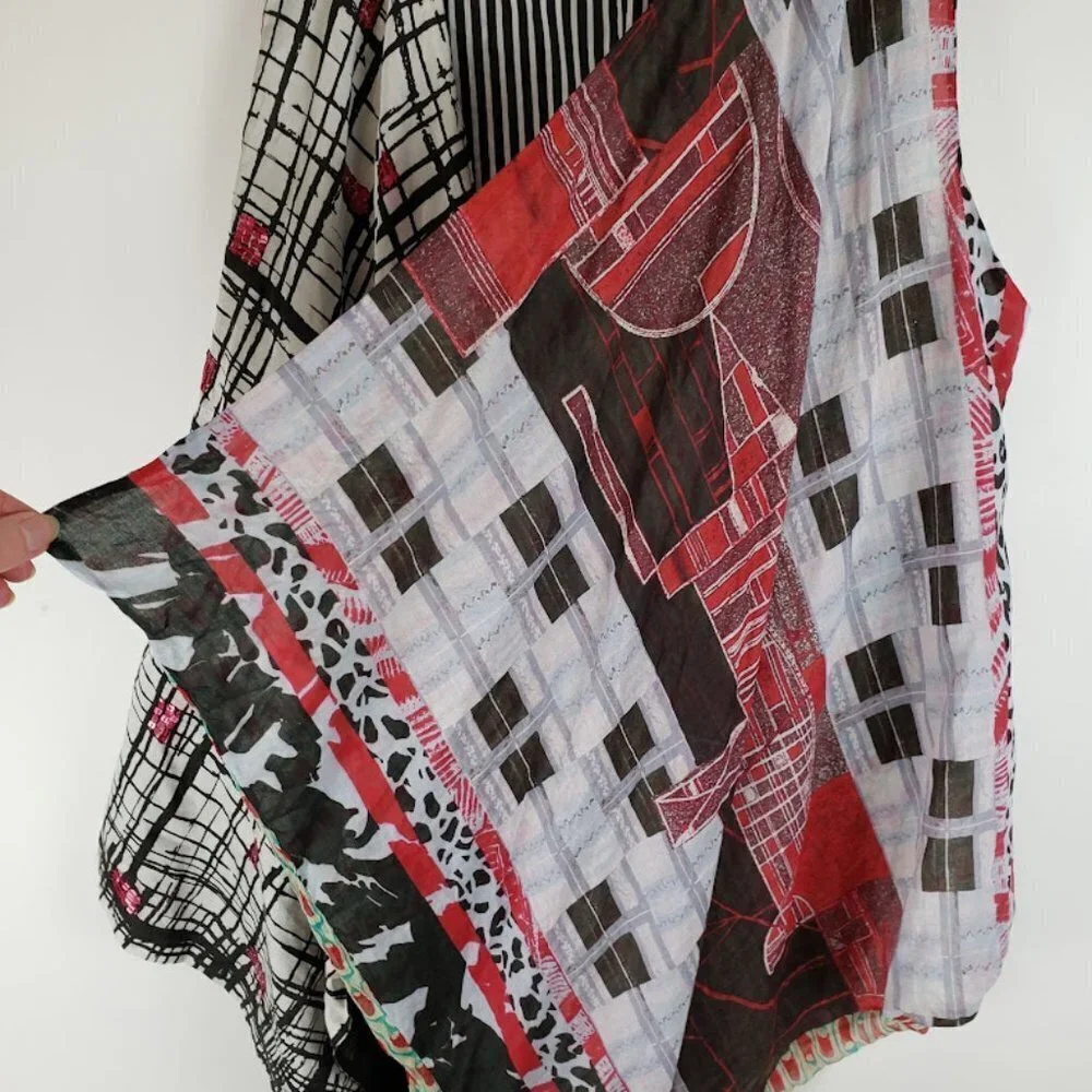 Save the Queen Vest Waterfall Scarf Patchwork Avant Garde Womens Size Small